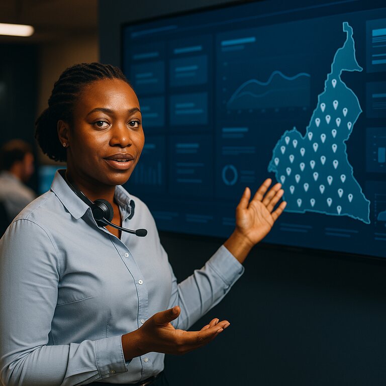 Dispatcher Malambi devant une console de contrôle multi-flotte