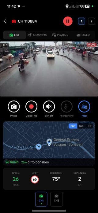 App live caméra IA — caméra route